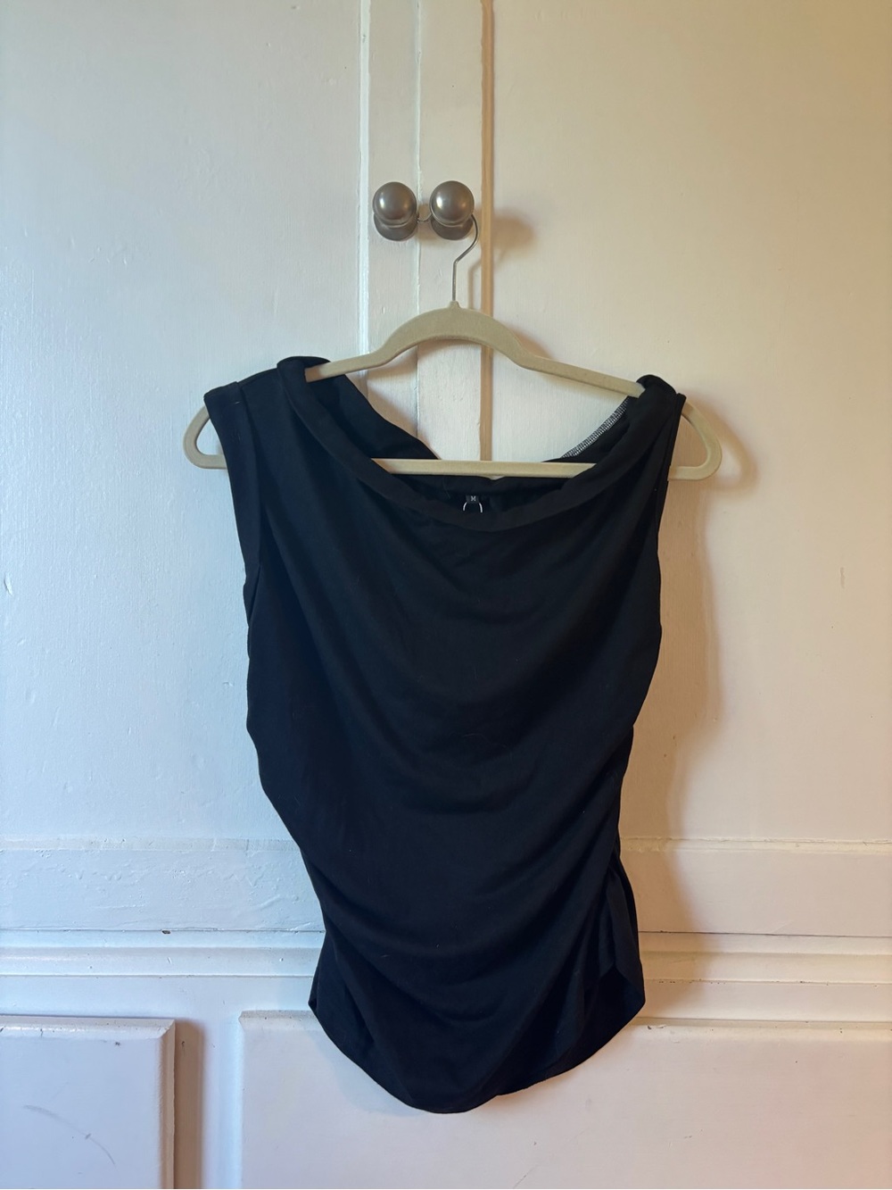 Black Draped Off-the-Shoulder Women's Top